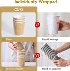 500 Pack 12 oz Paper Coffee Cups, Ripple Insulated Paper Cups, Hot Water Cups for Home, Office, Hotel, Meetings, Parties