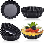 DATANYA 24Packs Mini Tart Pans 3 Inch with Removable Botttom, Carbon Steel Fluted Tart Tin Shell Mold Round Nonstick 3'' Quiche Pans for Pies, Mousse Cakes, Dessert Baking