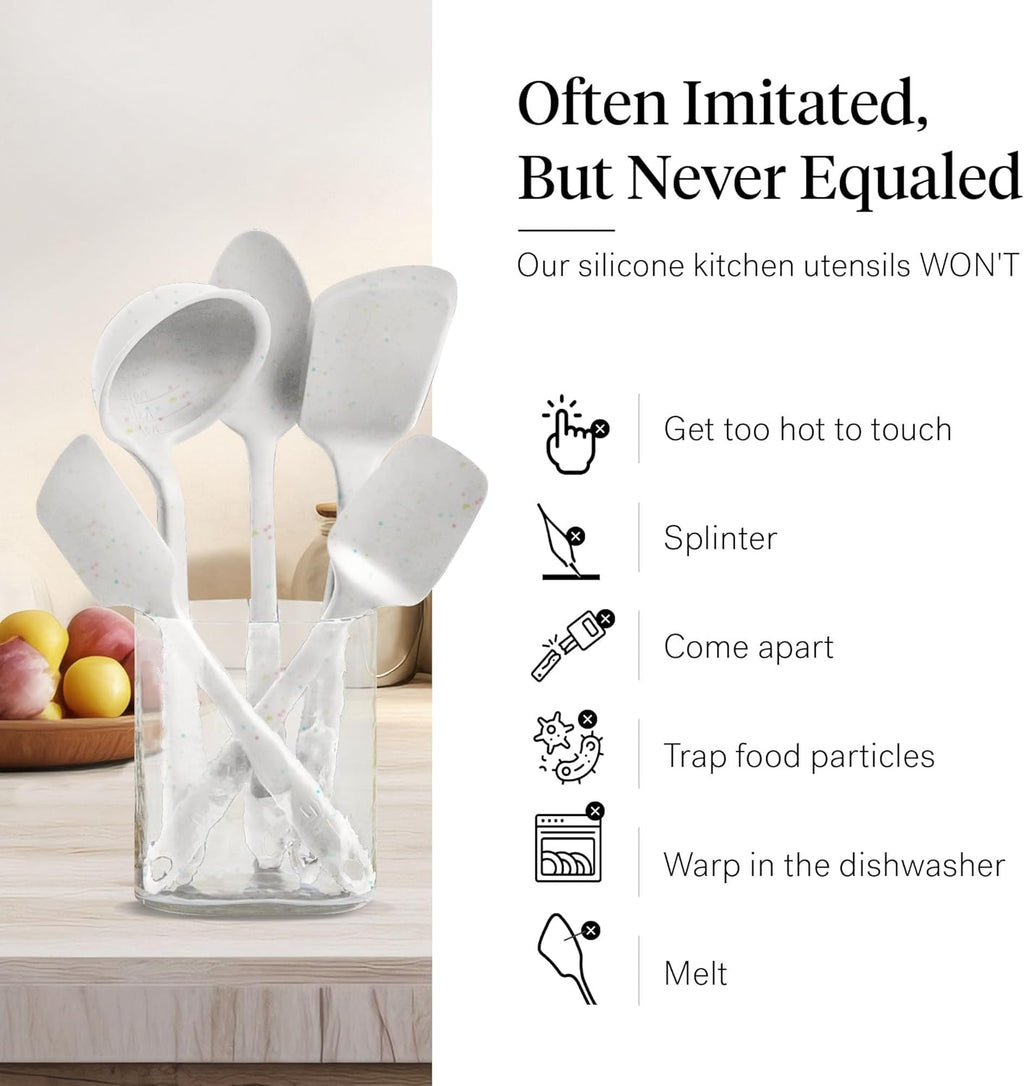 GIR: Get It Right 5-Piece All-Purpose Cooking Utensil Set - 11 in Party Confetti Color - Pharmaceutical-Grade Silicone Utensils - Heat-Resistant 425°F & Dishwasher-Friendly