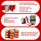 Mini Loaf Pans with Lids and Spoons Sealing Sticker,30 Pcs 6.8oz Cake Pans for Baking Disposable Aluminum Foil Red cake pan (30 Pack Red)