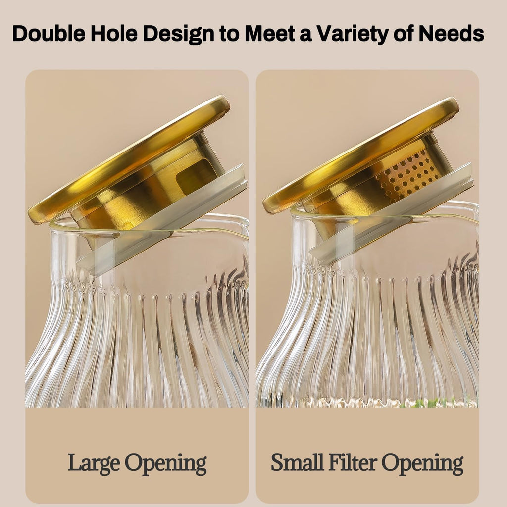 Square Glass Pitcher with Lid and Spout,68 oz/2 Liter Vertical Stripes Water Pitcher for Fridge, Borosilicate Glass Water Carafe for Cold Brew, Coffee, Lemonade, Sun Tea,Heat Resistant