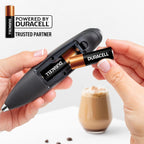 Zulay Kitchen Powerful Milk Frother Wand With 2 Duracell Batteries - Ultra Fast Handheld Drink Mixer - Electric Whisk Foam Maker for Coffee, Lattes, Cappuccino, Matcha, Hot Chocolate & Creamer - Black