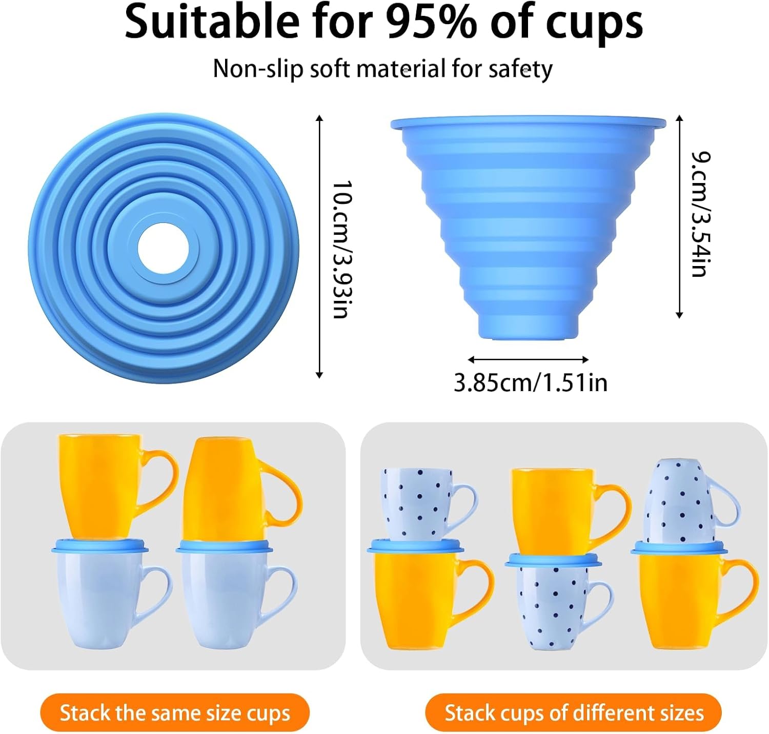 6-Piece Stackable & Expandable Coffee Cup Organizer for Cabinet - Storage Solution for Tea Cups & Coffee Mugs, Maximizes Space & Maintains Order (Blue)