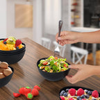 6.2'' Bamboo Fiber Cereal Bows Set of 6, Soup Bowls 24 Oz for Serving Salad, Snack, Side Dishes, Modern Oval Lightweight Bowls for Breakfast,Lunch and Dinner, Dishwasher and Freezer Safe(Matte black)