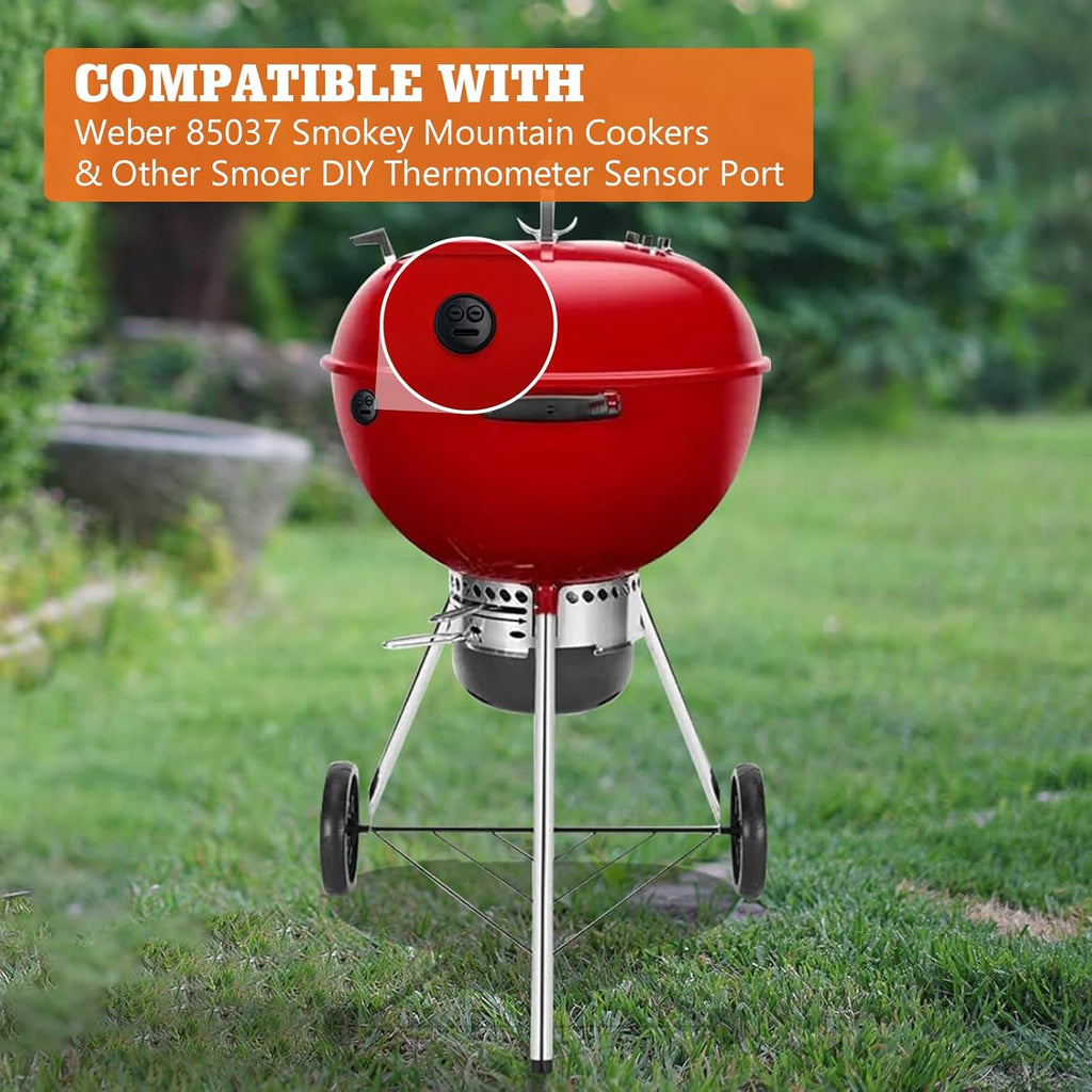 4-Pack Temp Probe Grommet for BBQ Grills, Replacement for Weber 85037 Smokey Mountain Accessories, and Other Smoker Grills DIY Thermometer Probe Port (Black)