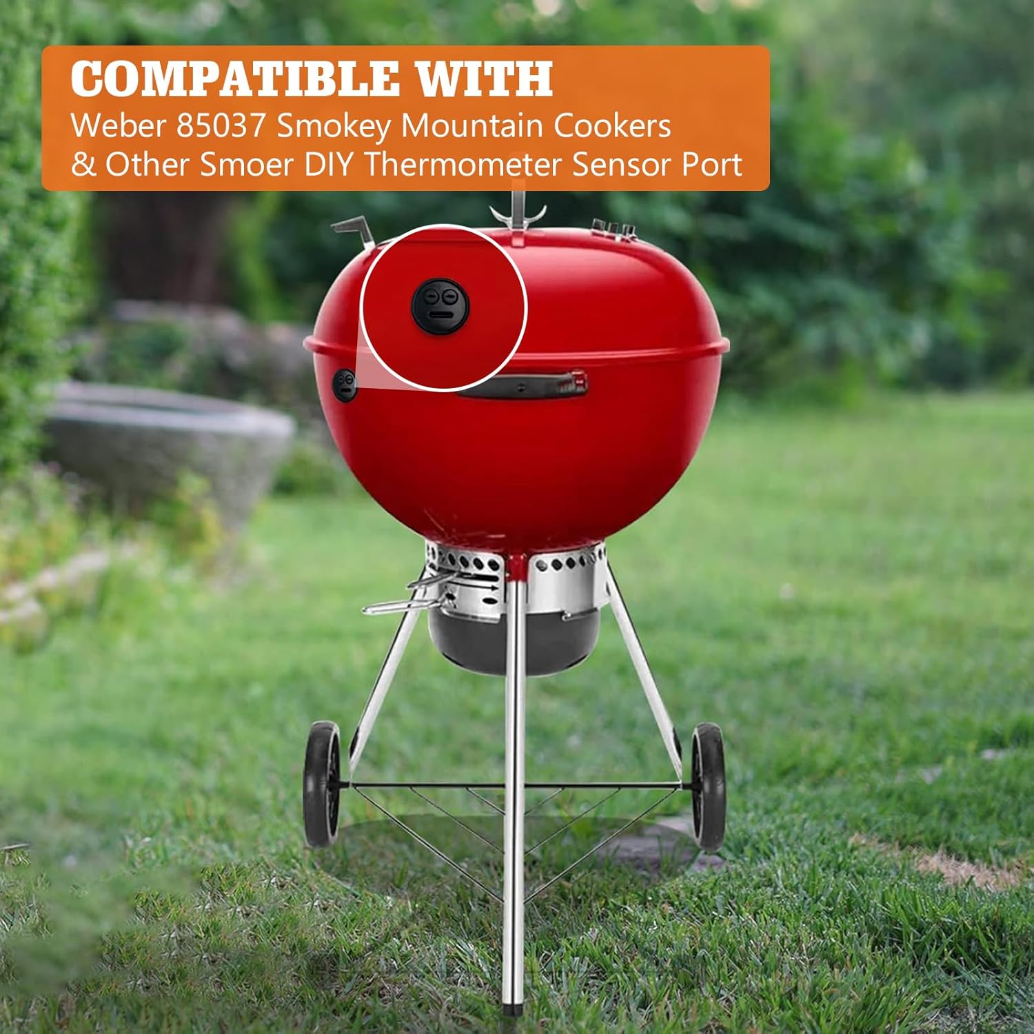 4-Pack Temp Probe Grommet for BBQ Grills, Replacement for Weber 85037 Smokey Mountain Accessories, and Other Smoker Grills DIY Thermometer Probe Port (Black)