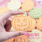 10 Pcs Halloween Cookie Cutters Set with Plunger Stamps, 3D Pumpkin Plastic DIY Cookie Molds for Halloween Party Treat, Baking, Fondant, Cake Decor (F10)