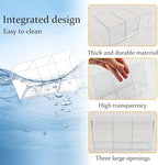 Acrylic Cutlery Organizer, 3-Sectio Clear Plastic Utensil Storage Caddy for Kitchen Countertop, Holds Forks, Knives & Spoons (1 Pcs, 7.1 x 2.6 x 3.5 in)