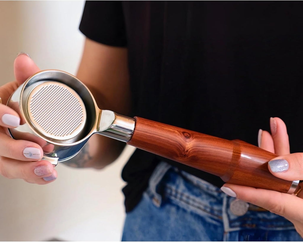 58mm Bottomless Portafilter for E61 Group Head | Professional Barista-Grade Naked Portafilter | Compatible with Rocket, Lelit, Ascaso, Profitec, ECM, Flair 58 & More (Rosewood)