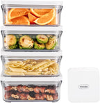 Premium Airtight Food Storage Container. Meal Prep 0.85qt 5pc/Set. 4pcs Container and Vacuum Sealer. Patented Double Silicone Lining, 100% Leak Proof, BPA-FREE