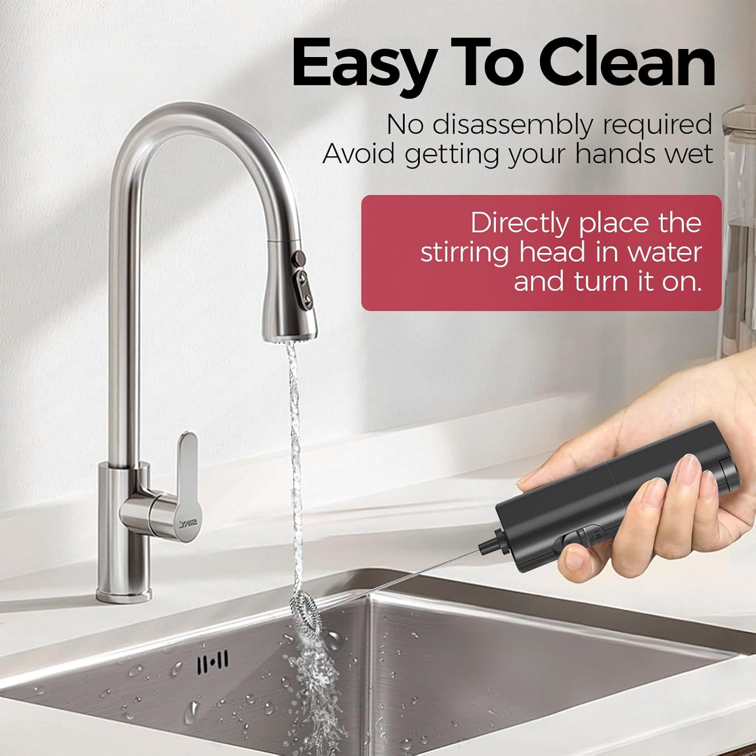 YARRAMATE Mini Powerful Milk Frother Wand, Fast Battery Operated Coffee Mixer, Handheld Drink stirrer, Electric whisk Foam Maker for Lattes, Cappuccino, Matcha, Hot Chocolate (Black)