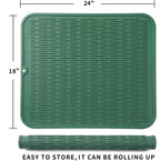 Silicone Dish Drying Mat for Multiple Usage,Easy clean,Eco-friendly,Heat-resistant Silicone Mat for Kitchen Counter or Sink,Refrigerator or Drawer Liner Green 2XL 24 inches x 18 inches