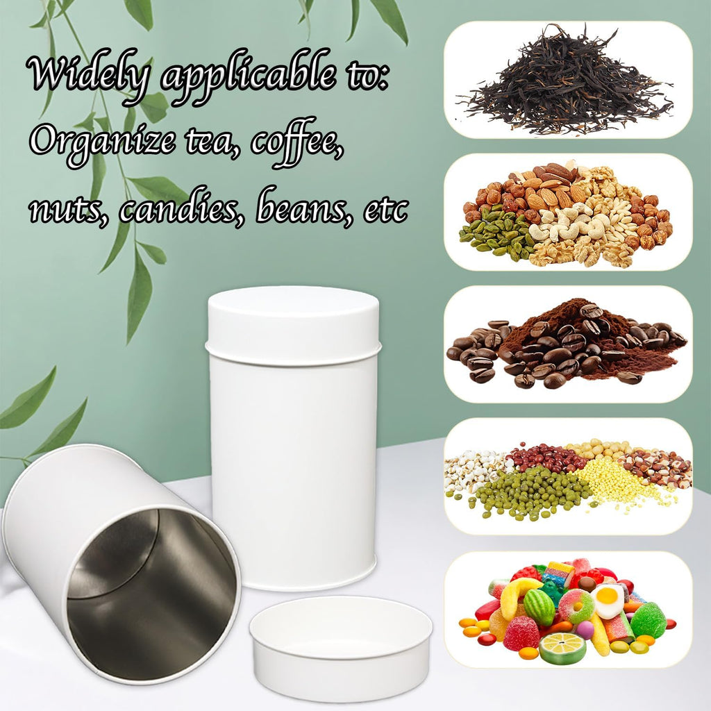 Tea Canister, 6 Pack Tea Tin Loose Leaf Tea Storage Tea Tins For Loose Tea, Tea Storage Loose Leaf Metal Tea Tin Canister For Loose Tea Storage Coffee Sugar Candy Herbs And Spices (White)