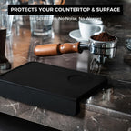 CHULUX Coffee Tamper Mat for Espresso, Silicone Tamping Pad, Anti-Slip Corner Mat, Barista Portafilter Holder, Espresso Machine Accessories Tamping Station, Heat Resistant, Black