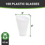 Restaurantware 7 Ounce Plastic Glasses 100 Round Incline Shooter Cups- Disposable Small White Plastic Round Bowls Unique Design For Soups Appetizers Or Desserts