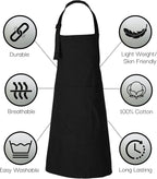RAJRANG 100% Cotton Cooking Apron with 3 Pockets Kitchen Chef BBQ Adjustable Bib Aprons for Women Men