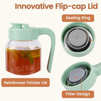 Mason Jar Pitcher with Tea Filter, Airtight & Leakproof Glass Pitcher with Lid, 64 oz Sun Tea Glass Jar for Outside, Perfect for Sun Tea, Lemonade, and iced Tea