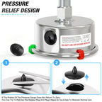 MEANLIN MEASURE 0~5000Psi Liquid Filled Pressure Gauge Stainless Steel 2.5" FACE DIAL 1/4" NPT 316 Stainless Steel Joint for WOG Water Oil Air Back Mount, with 2PCS Snaps