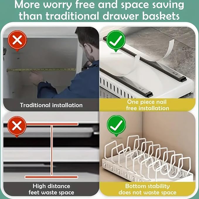 AmoiChic Pull Out Cabinet Organizer for Pots and Pans, Black Storage Rack with 8 Adjustable Dividers, Kitchen Countertop Lid Holder for Pot Lid, Bakeware, Dishes Storage, 2 Pack