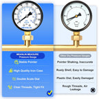 MEANLIN MEASURE 0-200Psi Well Pump Pressure Gauge 1/4" NPT 2" FACE DIAL for Air Compressor Air Regulator Water Filter Lower Mount, with Teflon Tape