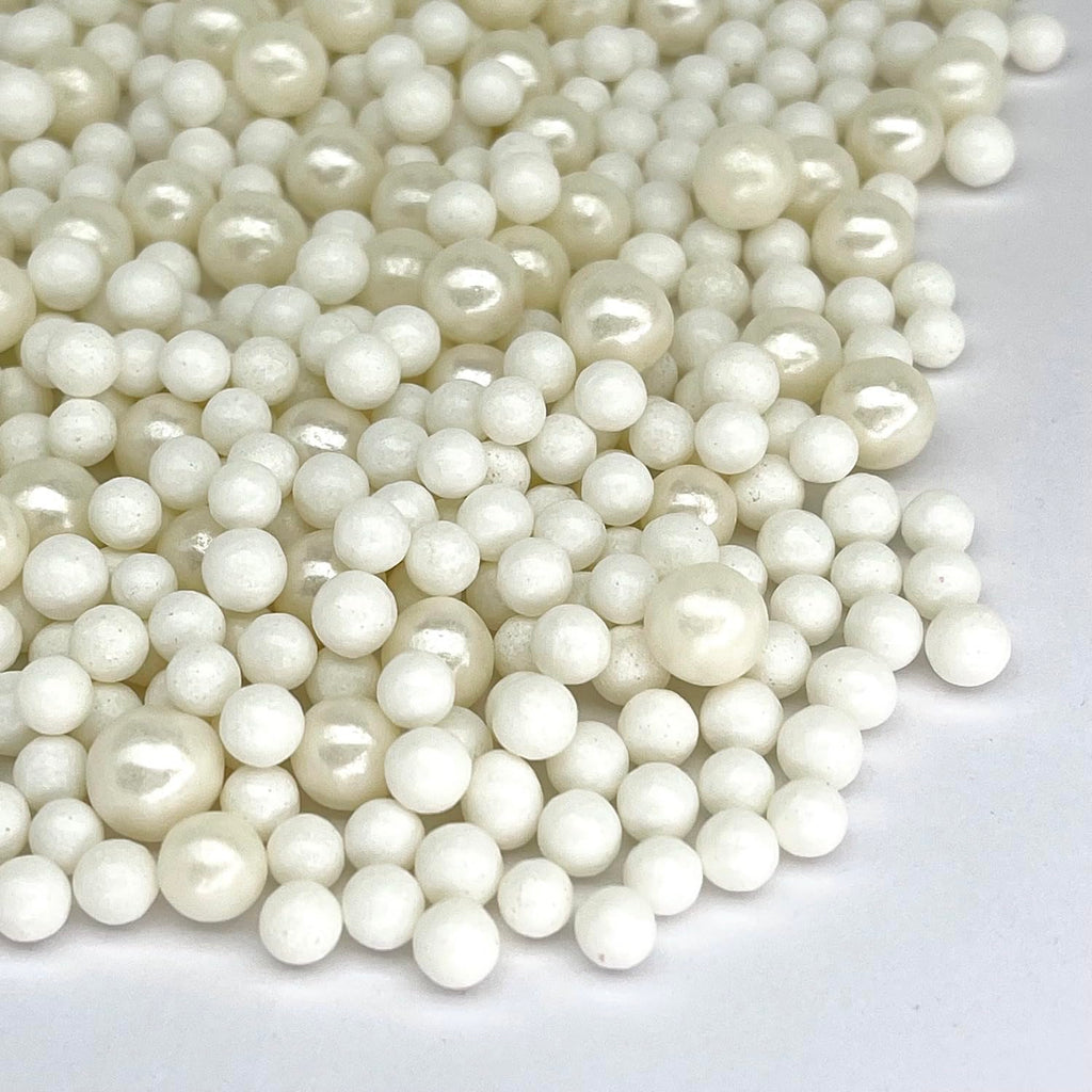 Manvscakes Sprinkles- Edible Cake and Cupcake Sprinkles with Assorted Shapes and Sizes for Parties, Metallic Sprinkle Mix for Cookies, Ice Cream, Cake and Cupcake Decorating, Silver white sprinkle