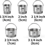 Ripple Biscuit Cutter Set 1.75inch 2inch 2.25inch 2.75inch 3.25inch, Stainless Steel Round Biscuit Cutters with Handle, Wave Cookies Cutter with Fluted Edge, Professional Baking Dough Tools
