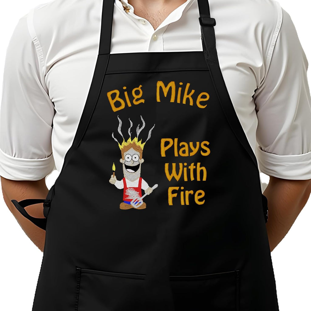 Personalized Chef Apron for Men, Custom Embroidered Design, Professional Kitchen Cooking BBQ Grilling for Dad, Decorated in USA