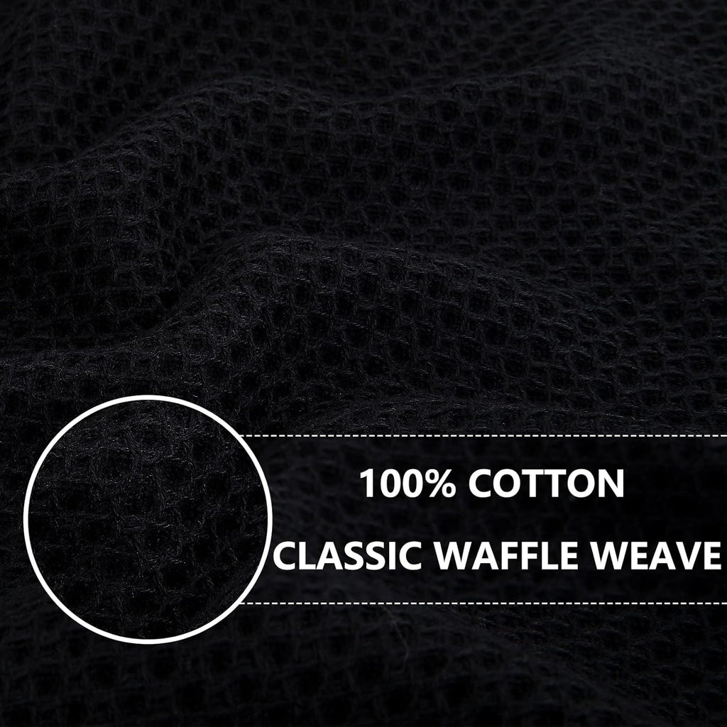 Homaxy 100% Cotton Waffle Weave Kitchen Dish Cloths, Ultra Soft Absorbent Quick Drying Dish Towels, 12 x 12 Inches, 8-Pack, Black