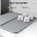 Silicone Coffee Mat, 24'' x 16'' Bar Mat with Detachable Dish Drying Mat for Countertops, Fits Under Coffee Maker, Machine, Espresso Machine, Dish Rack