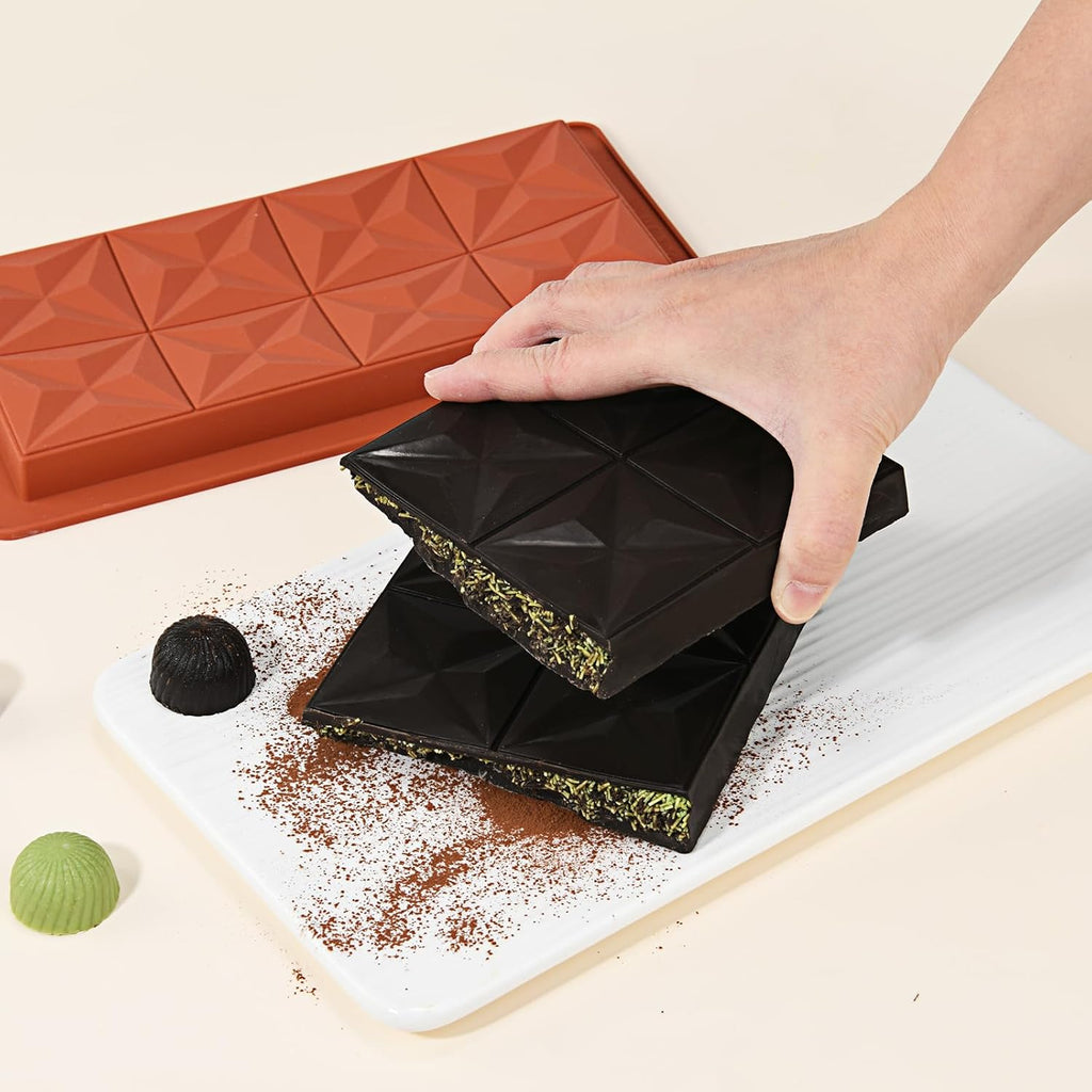 2 Pcs Chocolate Molds Silicone, Deep Chocolate Bar Mold, Non-Stick Food Grade Chocolate Mold for Dubai Chocolate Bar Pistachio, Candy and Chocolate Making - Four-Star Shape