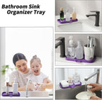 Silicone Bathroom Soap Dishes with Drain Spout-Bathroom and Kitchen Sink Organizer,Sponge Holder,Dish Soap Tray,Perfect for Dispenser,Scrubber,Bottle,Cup on Sink or Counter-Purple 9.6"×5.3"