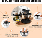 Lazycorner Mixing Bowls with Airtight Lids Set 5 Pcs Stainless Steel Bowls Set Baking Set Non-Slip Silicone Bottoms Great for Serving & Baking