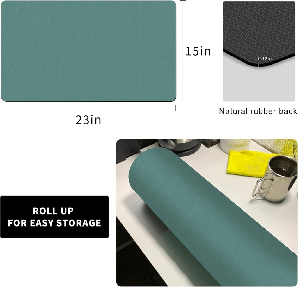 Coffee Dish Drying Mat,Coffee Bar Machine Decor Accessories,coffee maker mat for countertops,Absorbent Pad,Washable kitchen counter mat,Reversible Microfiber Fitted countertop cushions(bean green)