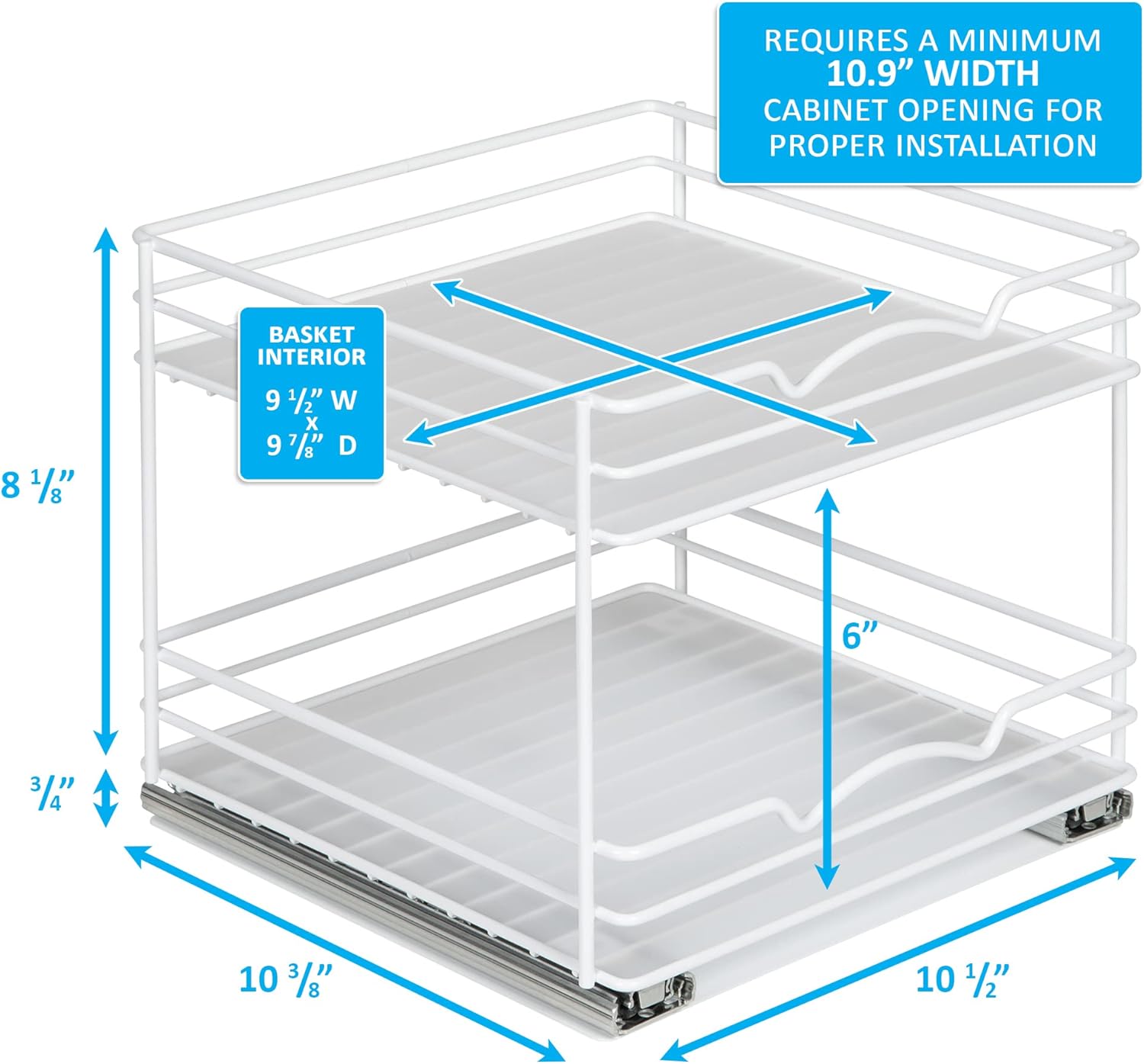 HOLDN’ STORAGE White Spice Rack Organizer for Cabinet, Heavy Duty, Pull Out Spice Rack, Lifetime Limited Warranty, Spice Organization 10.5" W x 10.4" D x 8.8" H - Spice Racks for Inside Cabinets.