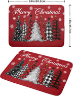 Merry Christmas Dish Drying Mats for Kitchen Counter 18x24 Inch Christmas Tree Snowflake Mat Xmas Buffalo Plaid Dish Rack Mat Reversible Absorbent Dishes Pad Kitchen Accessories for Counter tops