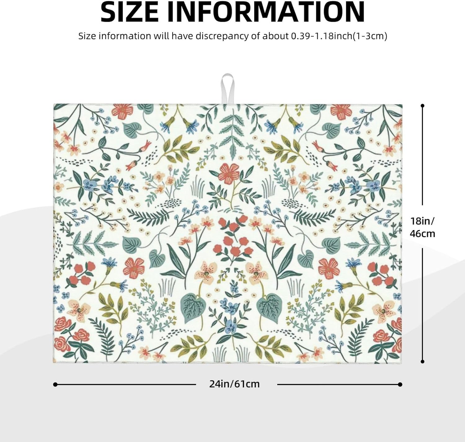 2Pcs Dish Drying Mats Faucet Mats Sets Large Size Coffee Mats Sink Faucet Mat Splash Guard for Kitchen Counter Bathroom Sink Coffee Bar Kitchen Decor (Wildflowers 1, 18"x24" 15" x 5.5"Set)