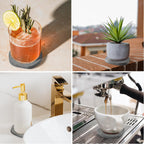 Instant Dry Stone Absorbent Diatomite Coaster Set of 6 for Drinks Wine Coffee, Modern Unique Cup Diatomaceous Earth Coasters for Coffee Table Office Desk, Grey and White