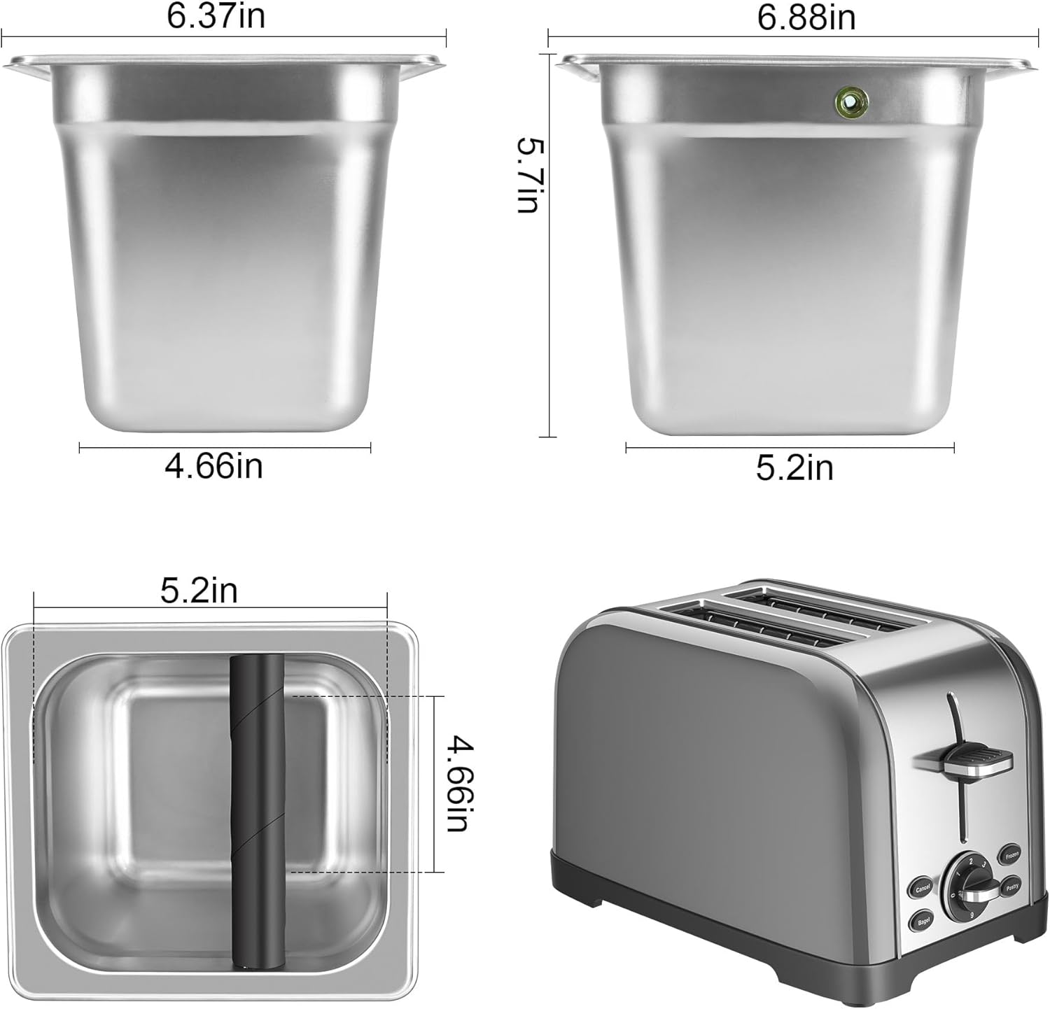 TECHSHARE Stainless Steel Knock Box, Square Espresso Knock Box, Large Capacity Coffee Knock Box, Easy to Clean Espresso Accessories for Home, Kitchen, Cafe, and More