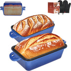 9x5 Enameled Cast Iron Loaf Pan with Lid - 2 in 1 Sourdough Bread Pan for Homemade Baking