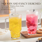 KEMORELA 24 Oz Ribbed Glass Tumblers with Lids and Straws, Tumbler Cup with Handle, Iced Coffee Glassware, Clear Reusable Drinkware for Smoothies and Beverages (1)