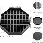 5.3" Octagonal Coffee Drip Tray | Black Plastic Honeycomb Grid Countertop Tray for Coffee, Tea, Wine & Beverage Dispensers,Pack of 2 (2, 5.3in)