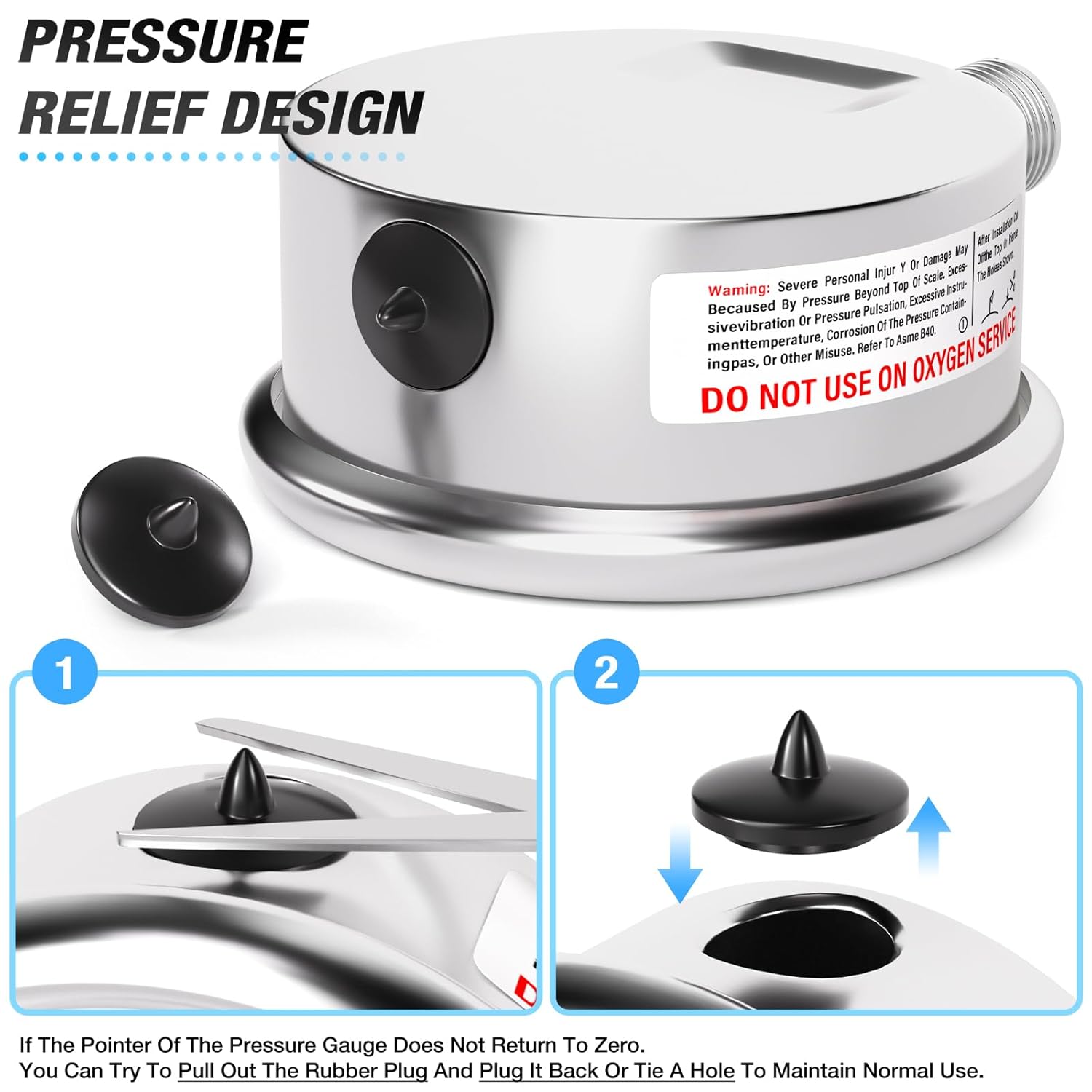 MEANLIN MEASURE 0~400Psi Liquid Filled Pressure Gauge Stainless Steel with 316 Stainless Steel Joint 1/4" NPT 2.5" FACE DIAL for Air Compressor Air Regulator Water Filter Lower Mount