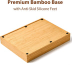 Umilife Large Kitchen Drawer Organizer, 19"x20" Silverware Utensils Organizer, 2.5" High for Large Deep Drawers, Bamboo Flatware Holder with Thick Frames, Sturdy Kitchen Organization Tray