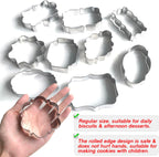 Frame Cookie Cutters 10pcs Stainless Steel Plaque Cookie Cutter Difference Shapes, DIY Fondant Cutters Tiles Metal Pancake Molds for Biscuit Wedding Baking Decorations Holiday Birthday Party
