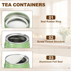 uxcell 2Pcs Round Tea Canisters, 5" x 3" Airtight Metal Tea Containers for Loose Tea, Coffee Beans, Spices - Durable, Compact, and Stylish Storage Tea Tin(Silver Green)