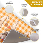 Fall Gnome Dish Drying Mat for Kitchen Autumn Pumpkin Maple Leaves Dishes Pad Orange White Check Plaids Dish Drainer Rack Mats Absorbent Fast Dry Counter Accessories 18x24inch Thanksgiving Day Decor