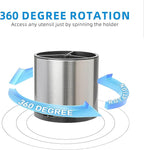 Kitchen Utensil Holder Extra Large 360°Rotating For Counter Organizer Stainless Steel Storage Cooking Silverware Caddy 3 Compartment Flatware Spoon Spatula Tool Cutlery Container