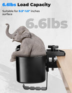 KEMIMOTO Desk Cup Holder with Headphone Hanger, 2 in 1 Caddy Organizer for Office Table, Lawn Chair, Golf Cart, Pontoon Boat, Fit for Most 18-32 oz Bottles (1)