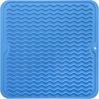 Silicone Dish Drying Mat for Multiple Usage,Easy clean,Eco-friendly,Heat-resistant Silicone Mat for Kitchen Counter or Sink,Refrigerator or Drawer liner Lichen BlueL M 12 inches x 12 inches