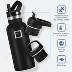 IRON °FLASK Camping & Hiking Hydration Canteens - 3 Lids (Narrow Straw Lid) Leak Proof Vacuum Insulated Stainless Steel - Hot & Cold Double Walled Sports Water Bottle - Bubble Gum, 16 Oz